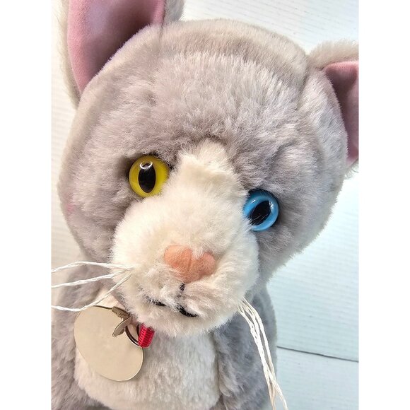Build-A-Bear Workshop Plush Cat Gray & White Two-Tone Eyes Stuffed Animal 12" - Picture 1 of 9